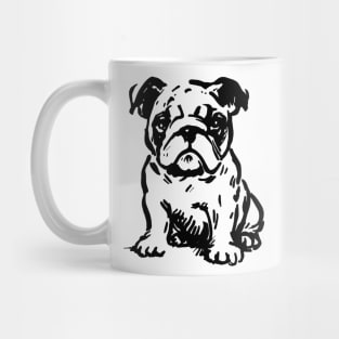 Stick figure bulldog in black ink Mug